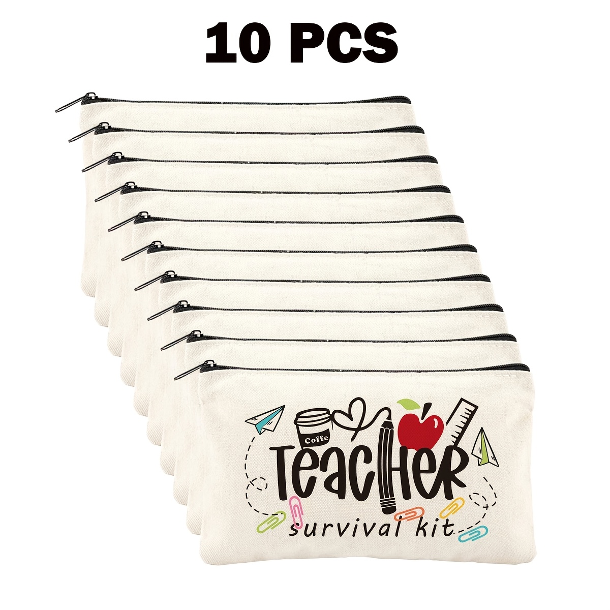 Image of 10pcs Zipper Pouch Collection - Stylish Makeup And Toiletry Bags Ideal For Gifting - Great For Thanksgiving, Christmas, Birthdays, And To School