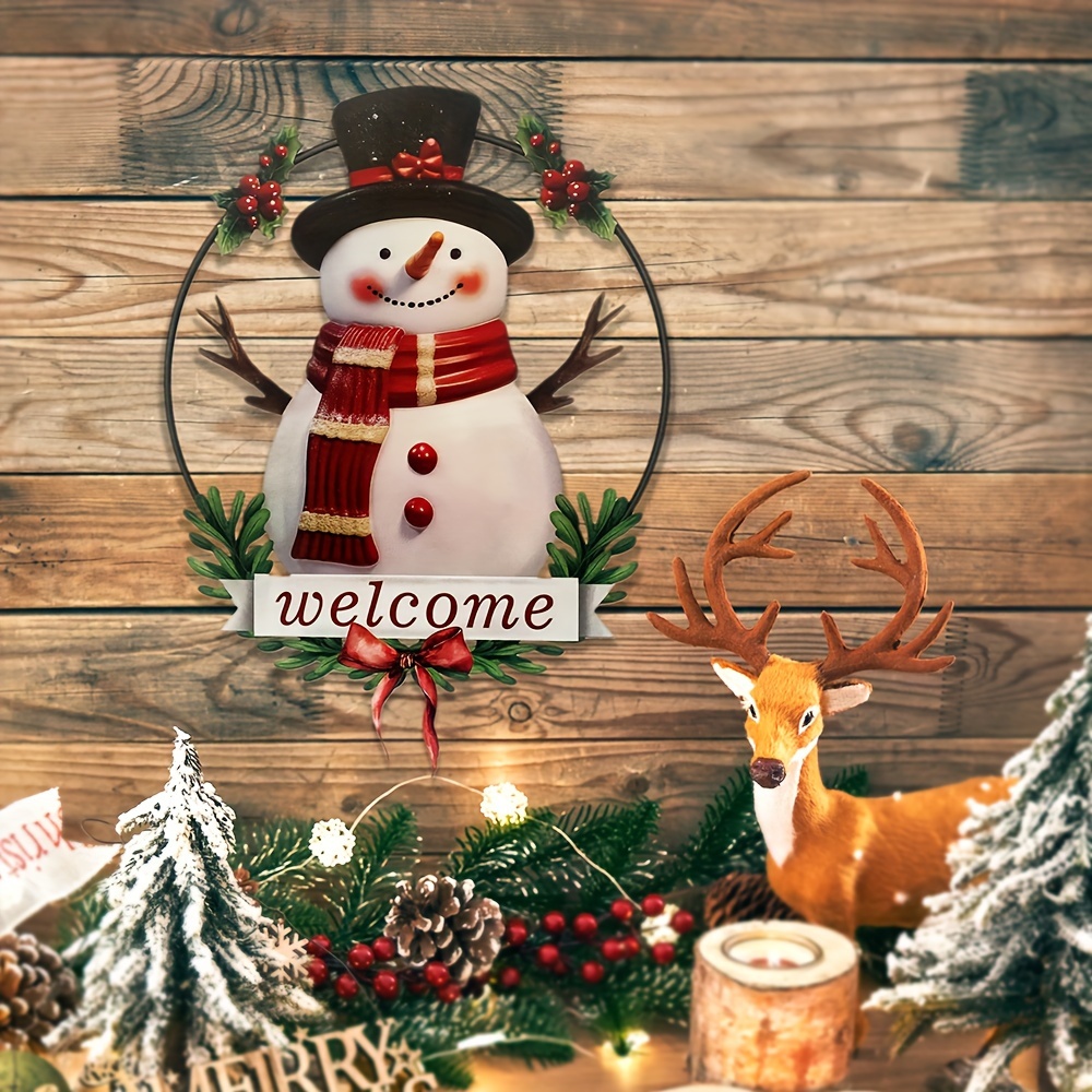 

Charming Metal Snowman Christmas Decor - Colorful Silhouette Sculpture For Living Room, Bedroom Wall & Welcome Door Display