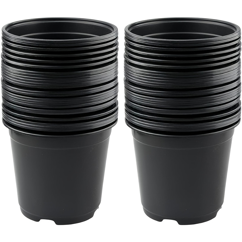 TEMU 50pcs 6 Inch Black Nursery Pots | Plastic Seedling Starter Pots With Drainage Holes To Prevent | Space-saving Design For & Green Projects |