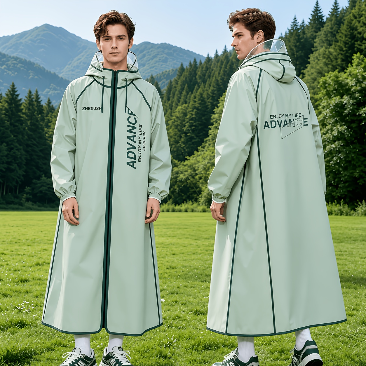 TEMU Poncho de lluvia con capucha y cremallera para adulto unisex, 1 pieza, impermeable de exterior para senderismo y camping