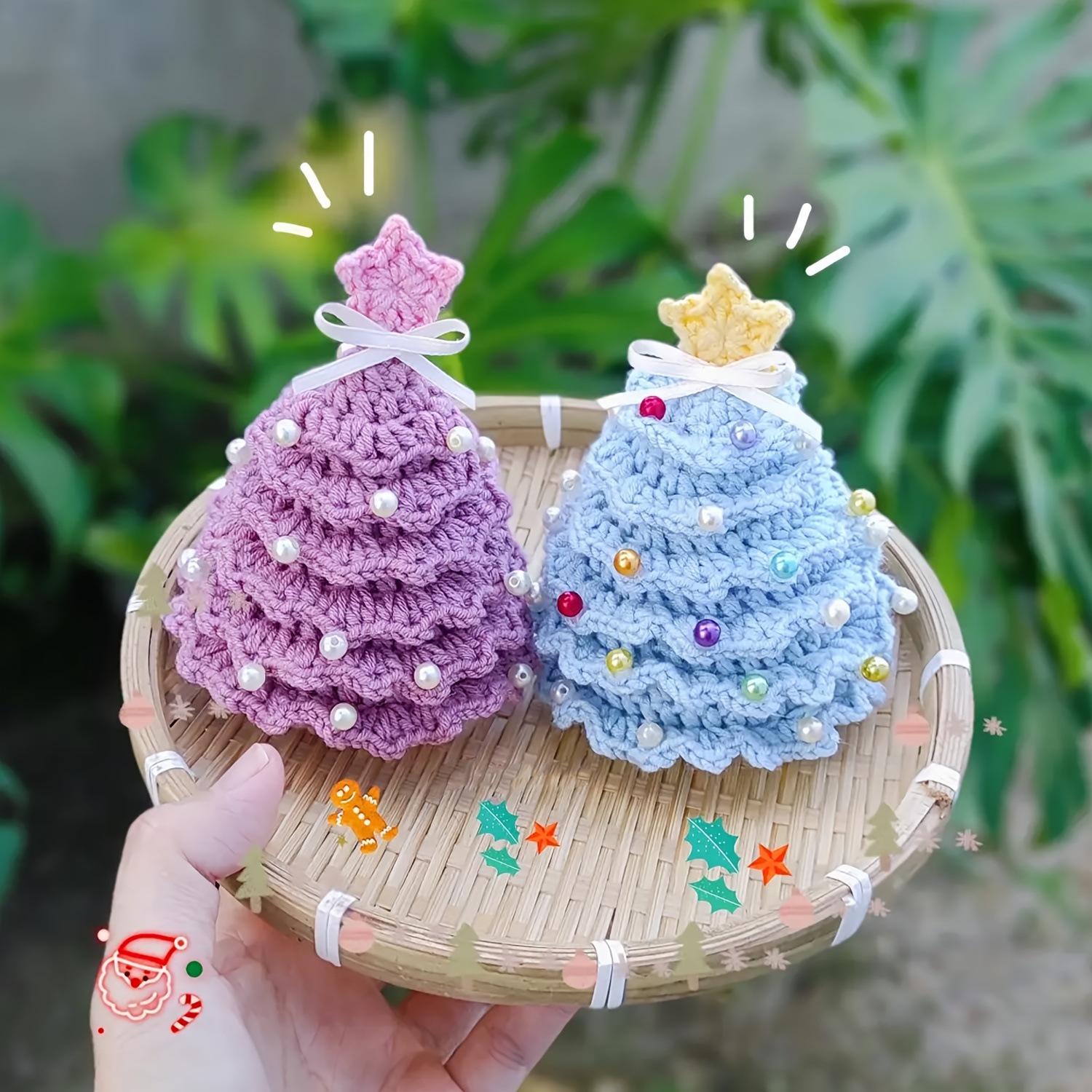 

[customer ] , Vioiv 2pcs Mini Christmas Tree Crochet Kit For Beginners - Diy Handmade Amigurumi Set With Complete Instructions & Video Tutorials, Perfect Gift For Craft Lovers - Light Purple/blue