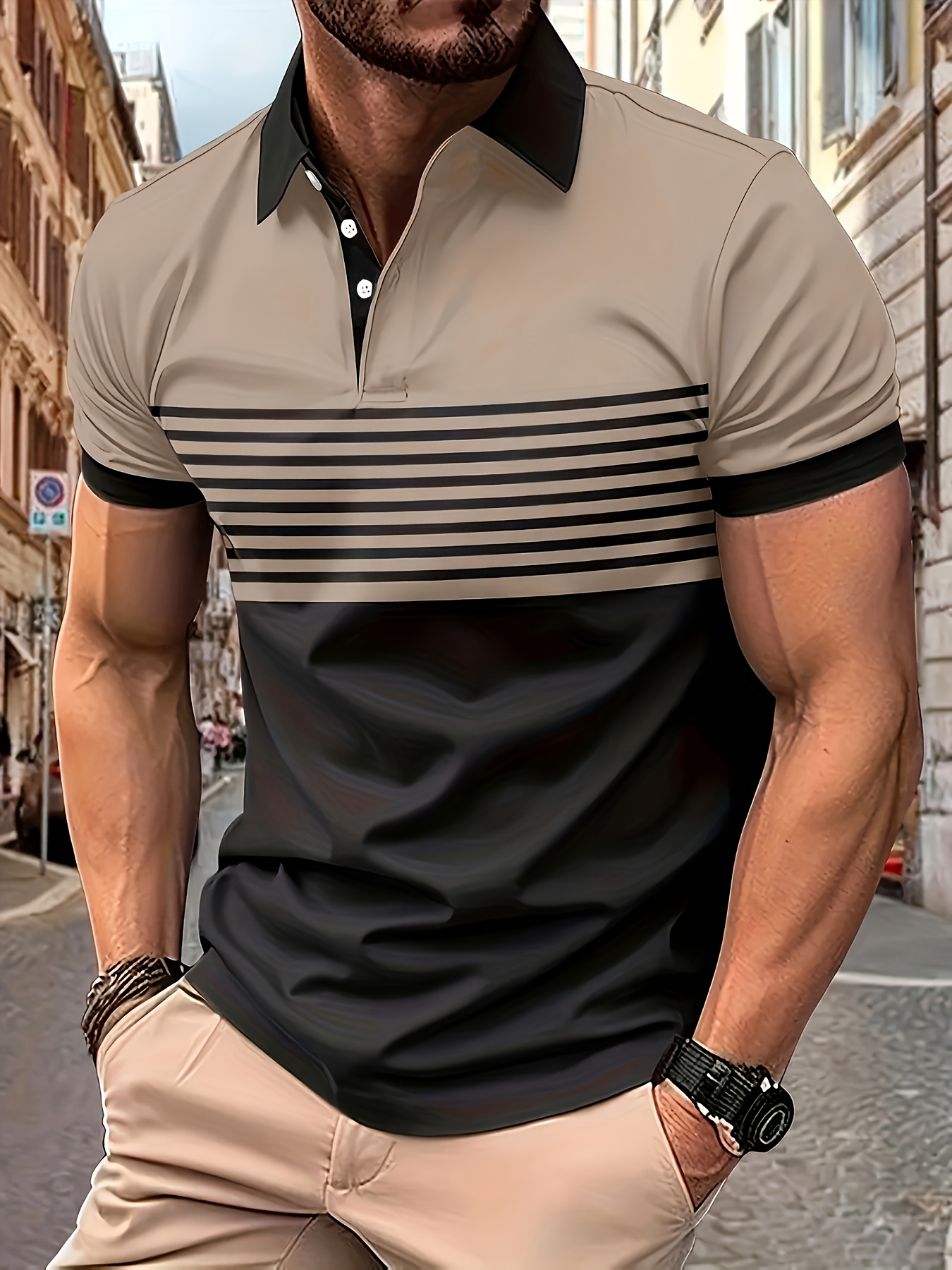 Men's Casual Fashion Short Sleeve Shirt with Geometric Color Block 3D Print - Lightweight Polyester Blend, Ideal for Golf and Summer Streetwear, Outdoor Clothing|Contemporary |Spandex Elasticity, PLUS SIZE