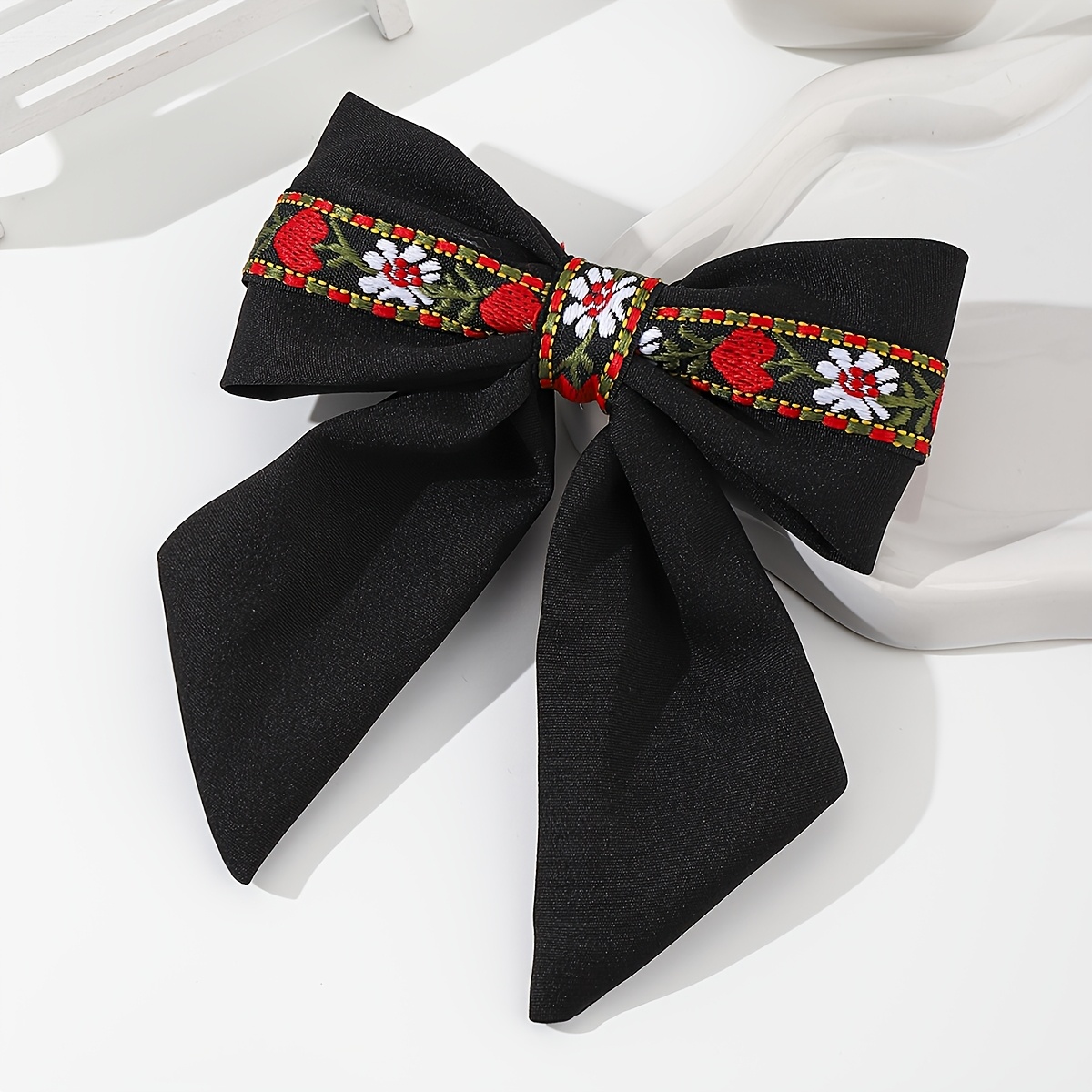 TEMU Cloth Ethnic Style Knotted Bow Spring Clip Hairpin Daily Wear Hair Additions 1pc