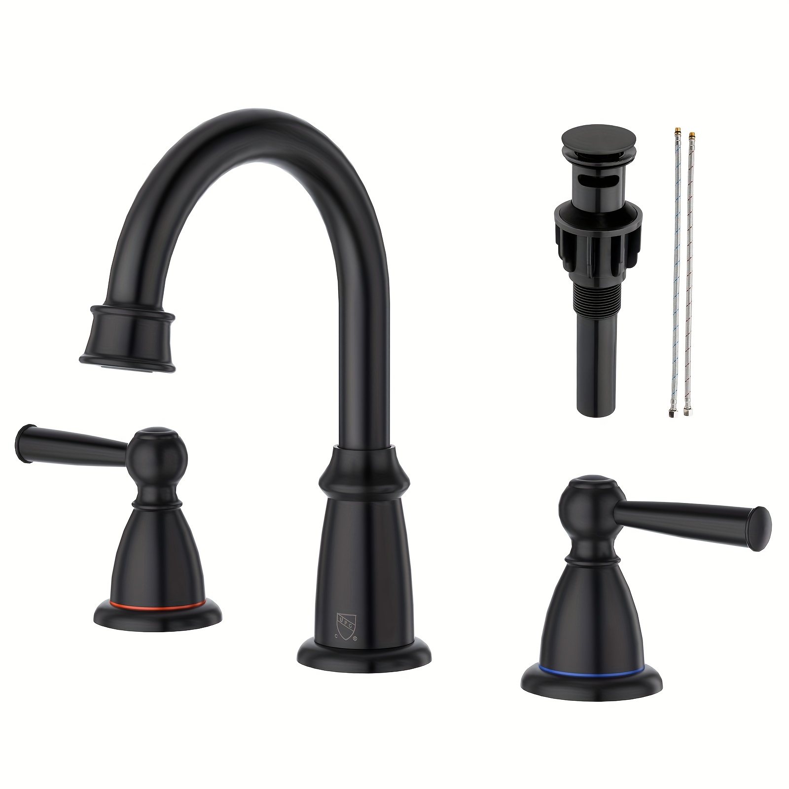 Contemporary 2-Handle Bathroom Sink Faucet - 3-Hole Mixer with Pop-Up Drain