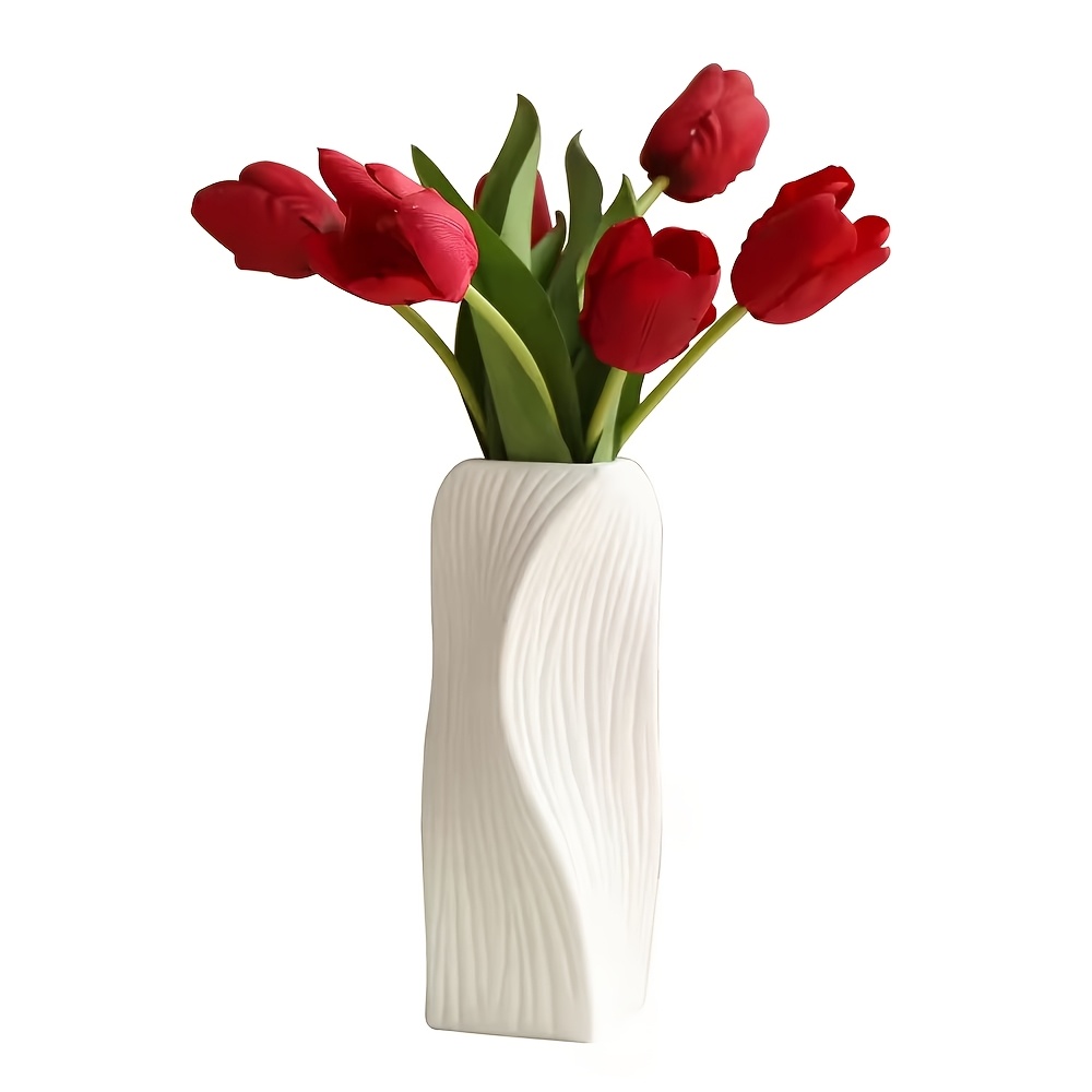 

1pc Style Geometric Spiral Plastic Vase, Bud Vase For Tabletop, Living Room Decoration, No Electricity Or Battery Needed