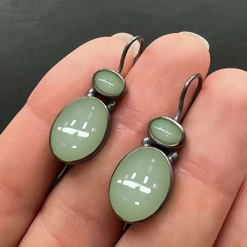 TEMU 2025 Fake Jade Earrings For Women Drop Earrings Creative Versatile Instagram Trendy Additions For Women