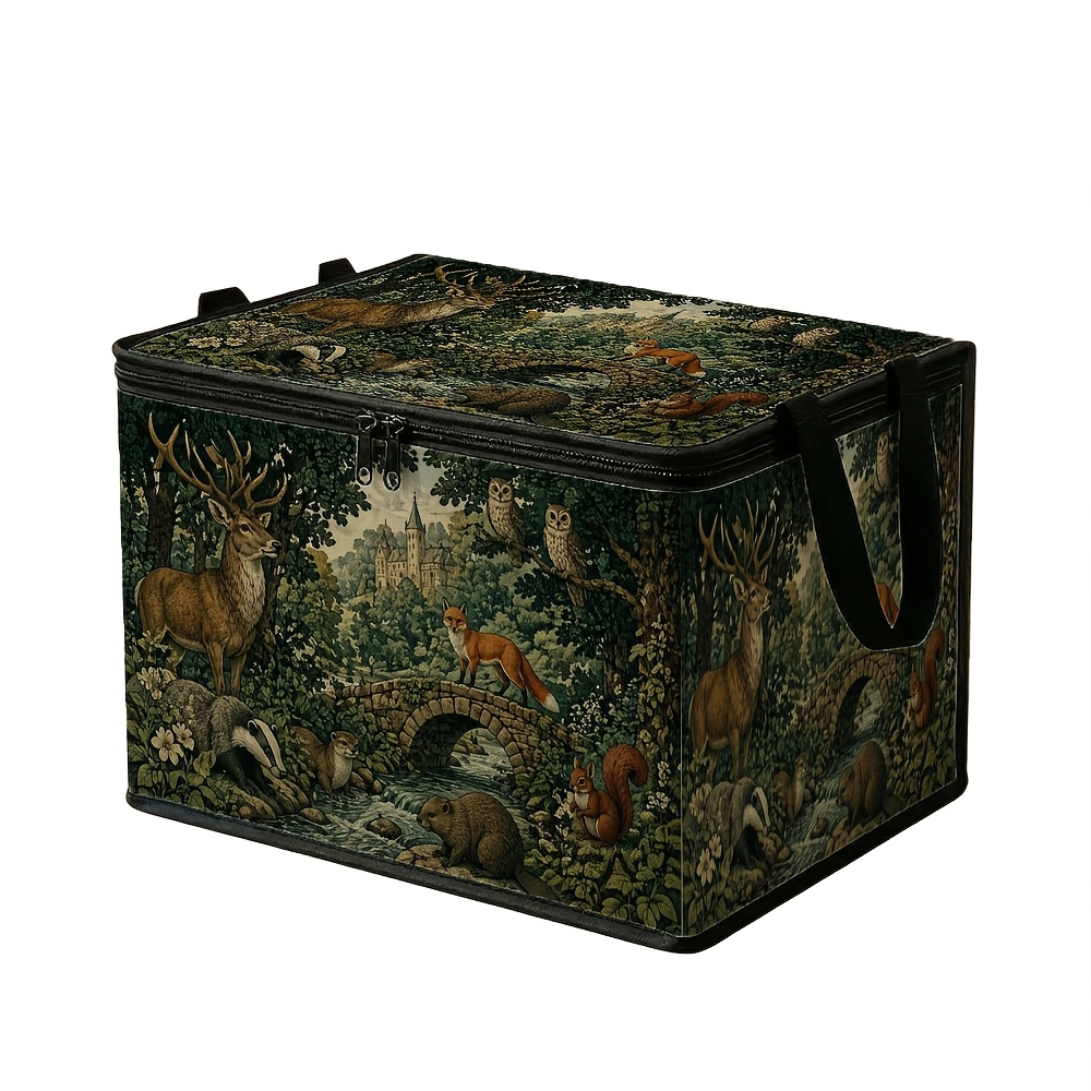 TEMU 1pc Storage Box, Fantasy Vintage Landscape, Large Capacity Storage Container, Storage Clothes, Quilts, Pillows, Foldable Blanket And Clothing,