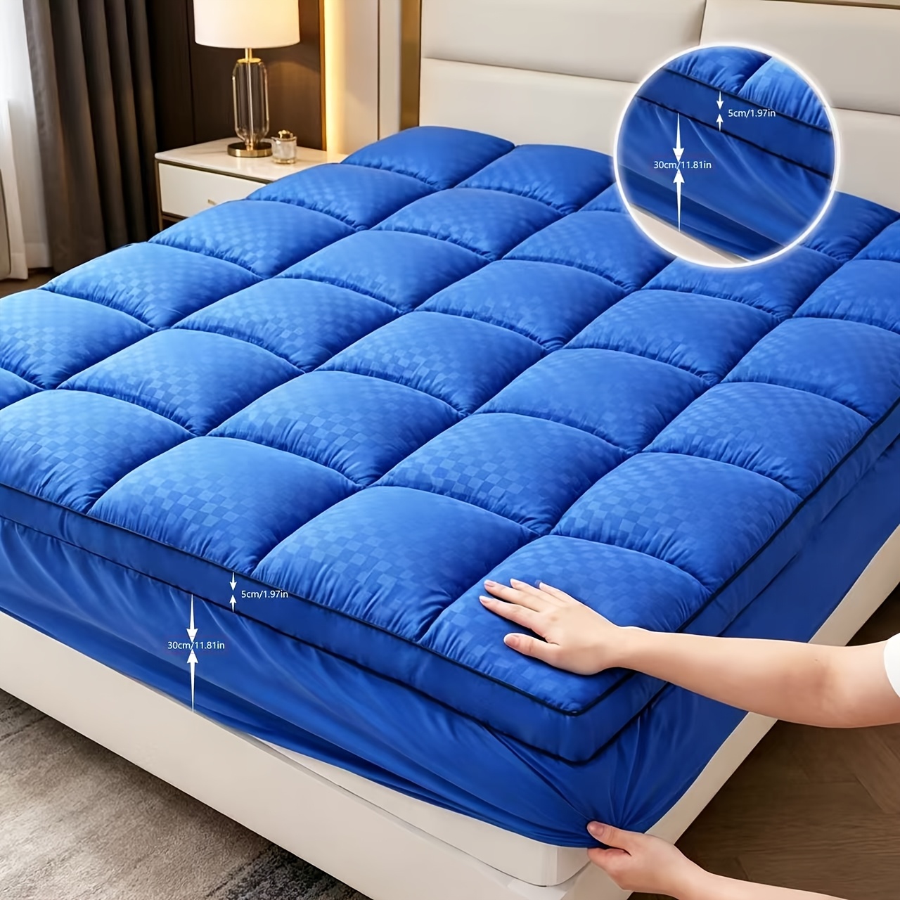 1pc of thickened mattress protector thickened mattress pad pillow top mattress cover quilted fitted mattress protector with a top stretchable depth of 8 21 inches breathable fluffy and soft bedding machine washable