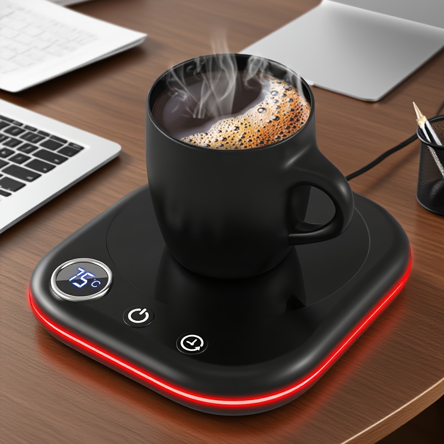 TEMU Coffee Cup , 40-watt Desktop With Temperature Display, 4-hour Auto Shut-off, 3 Temperature Settings, And 1-12 Hour Timer, Smart Electric ,