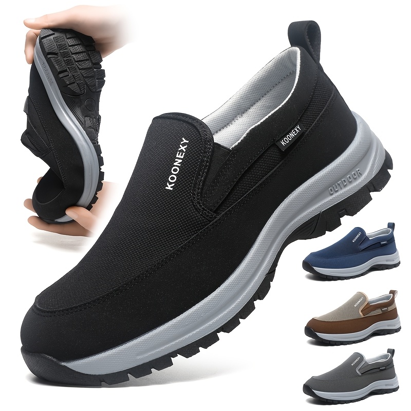 mens comfortable slip resistant loafers in solid colors breathable knitted slip ons with thick lightweight soles   casual wear and outdoor activities year round