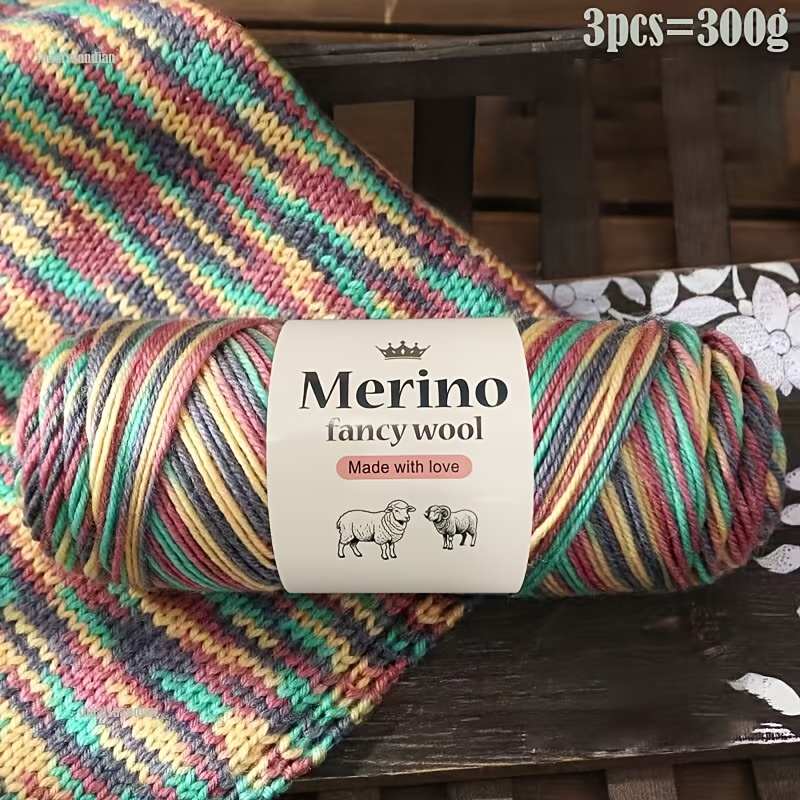 item picture 3 pack 300g luxury variegated colored merino wool yarn soft comfortable warm merino wool 95 polyester polyester 5 suitable for hand knitting crochet sweater scarf hat shawl blanket cardigan and other crafts medium thick yarn