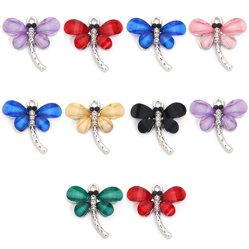 TEMU Lot de 10 pendentifs incrustés de résine et de strass, décorations pour boîte cadeau de carillon à vent, et autres créations de bricolage -