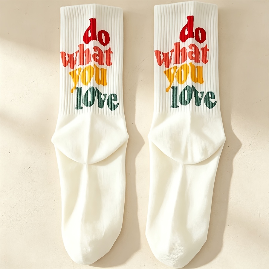 TEMU 1 Par de Calcetines Retro de Media Caña con Estampado de para Mujer, Calcetines Casuales con Diseño Colorido "", Calcetines Suaves y