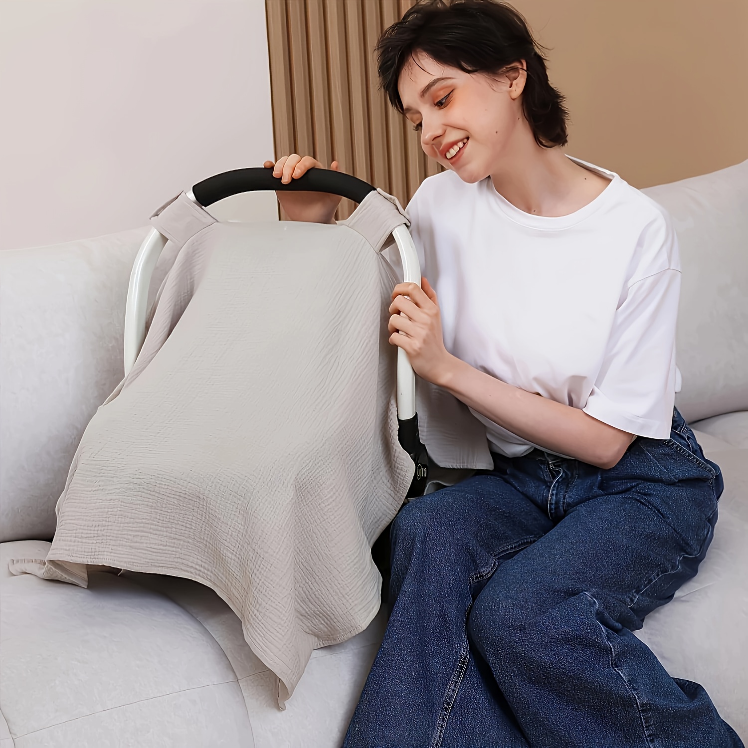 lightweight breathable stroller cover gray sunshade for outdoor use soft durable polyester fabric easy to   for parents on the go