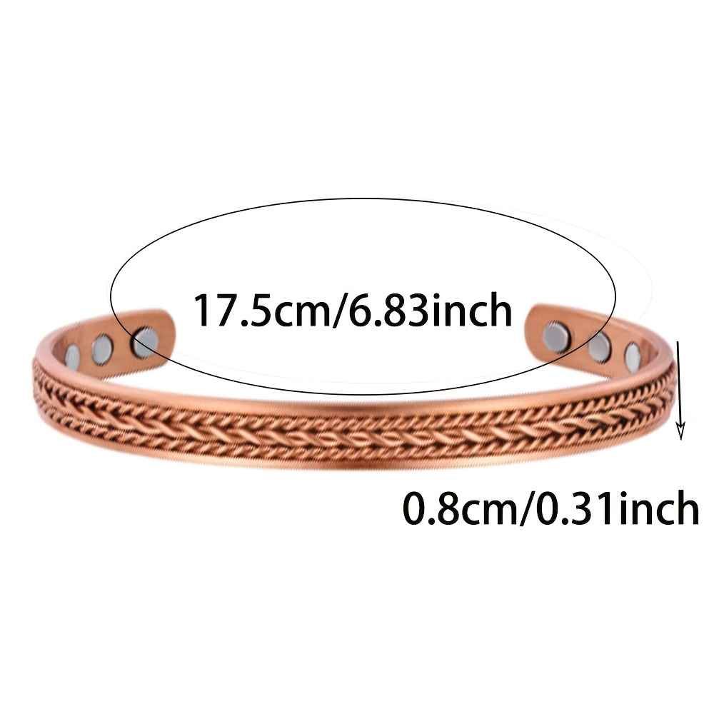 Twisted Wire Copper Magnetic Cuff Bracelet, Adjustable