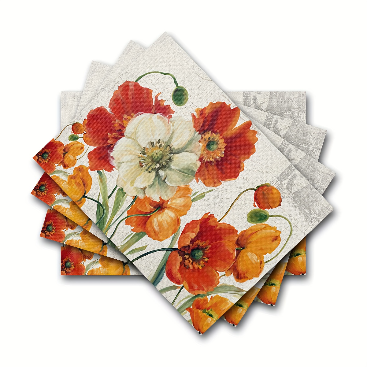 

Set/4pcs, Floral Place Mats, Protect The Table From Scratches Stains, Durable Decorative Table Mat For Kitchen Dining Tables Indoor Outdoor Use Watercolor Poppy Flowers (table Mats) 12x18 Inch