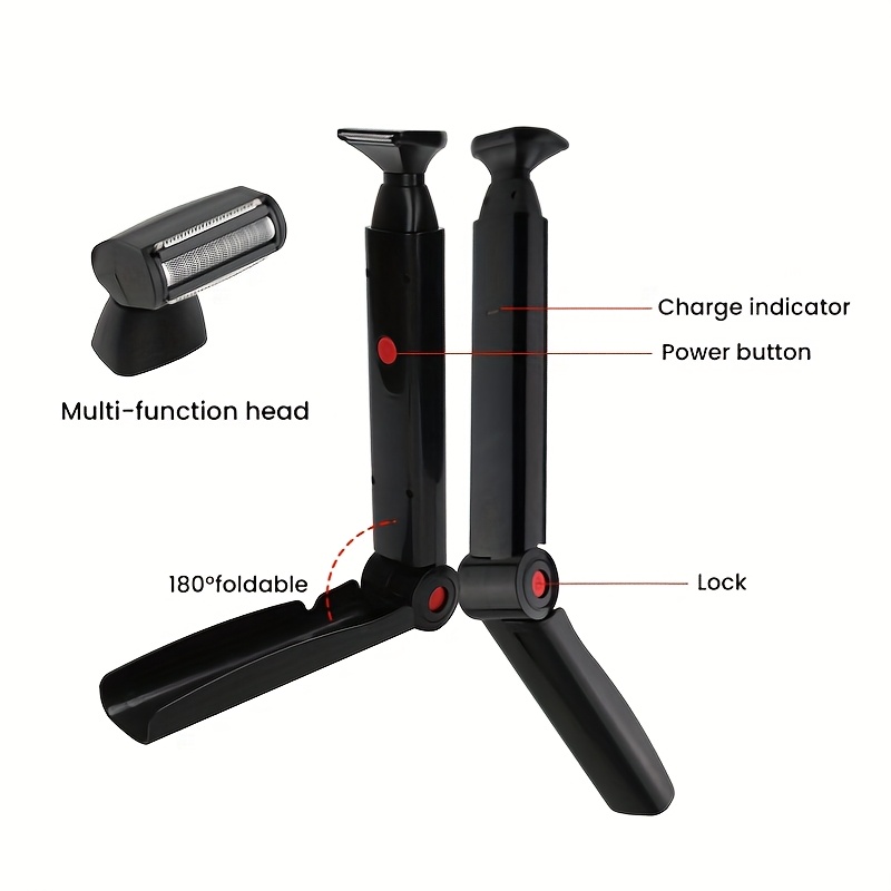 mens foldable back hair trimmer   electric back shaver with a long handle featuring two shock absorbing telescopic heads suitable for trimming underarm and chin hair Product details 5