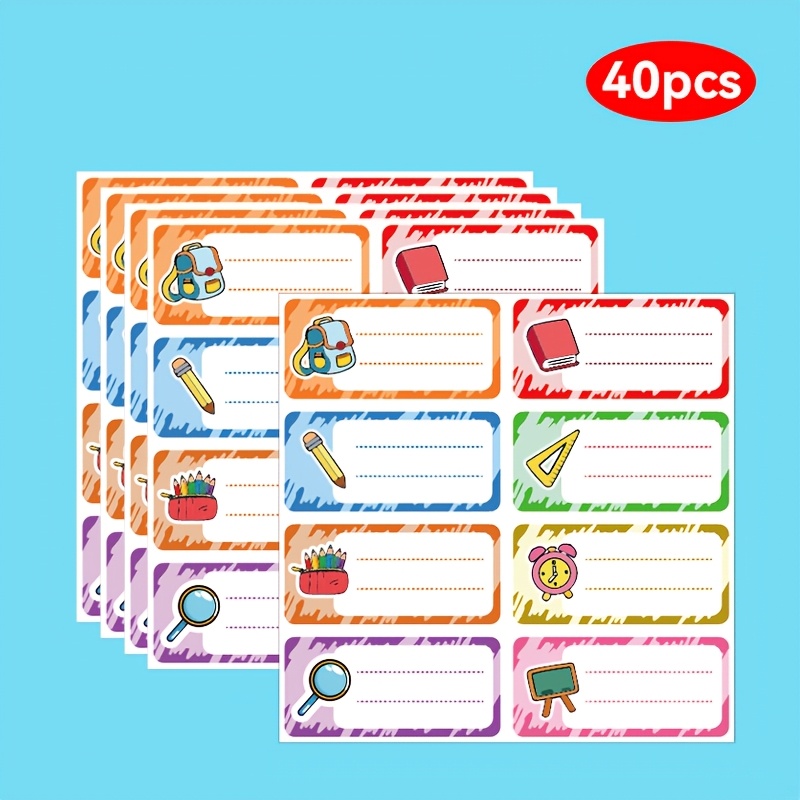TEMU 40 Etichette adesive colorate per nominativi, 6 colori di etichette per nominativi, 6,5�3 cm/2,56�1,18 pollici, adatte a molteplici come scuole,