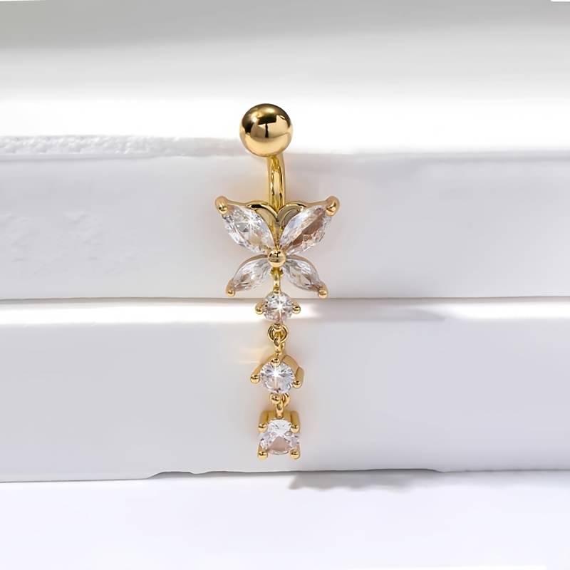 A High-quality Stainless Steel Navel Ring, Hypoallergenic, Suitable For Women' Wear And Beach Vacation Outfits