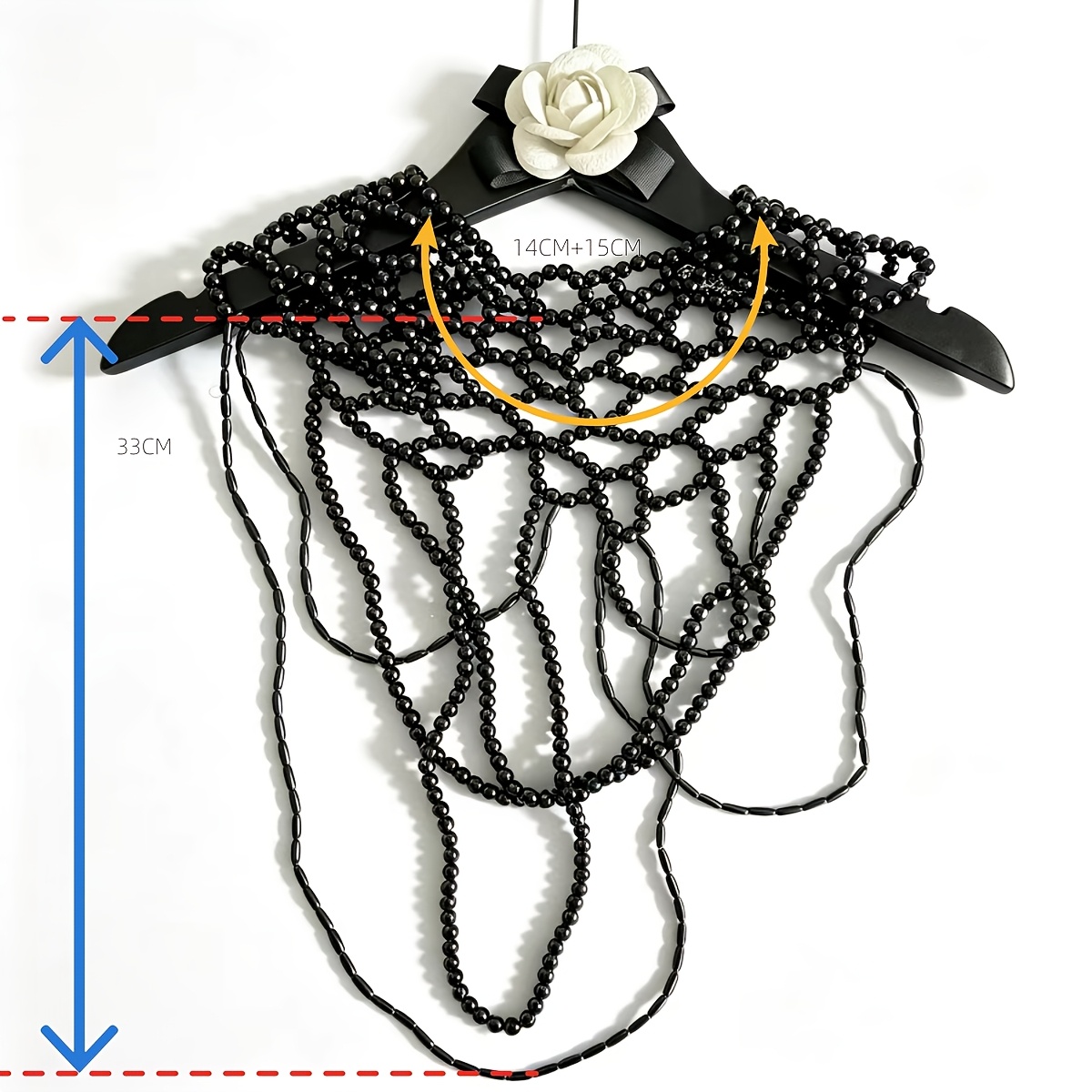 Women's Cascading Long Beaded Chain Necklace, Elegant Cover Up