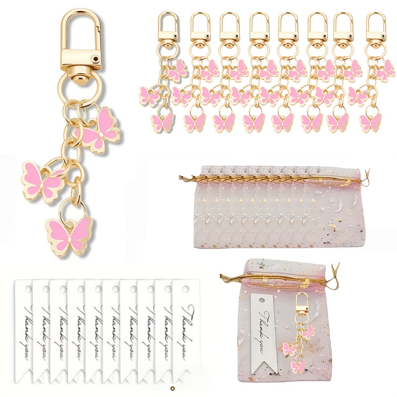TEMU 30 Stück/10 Sets Schmetterling Schlüsselanhänger | Vielseitiges Zubehör für und Schlüssel, Enthält 10 Schmetterling Schlüsselringe, 10 Quasten-