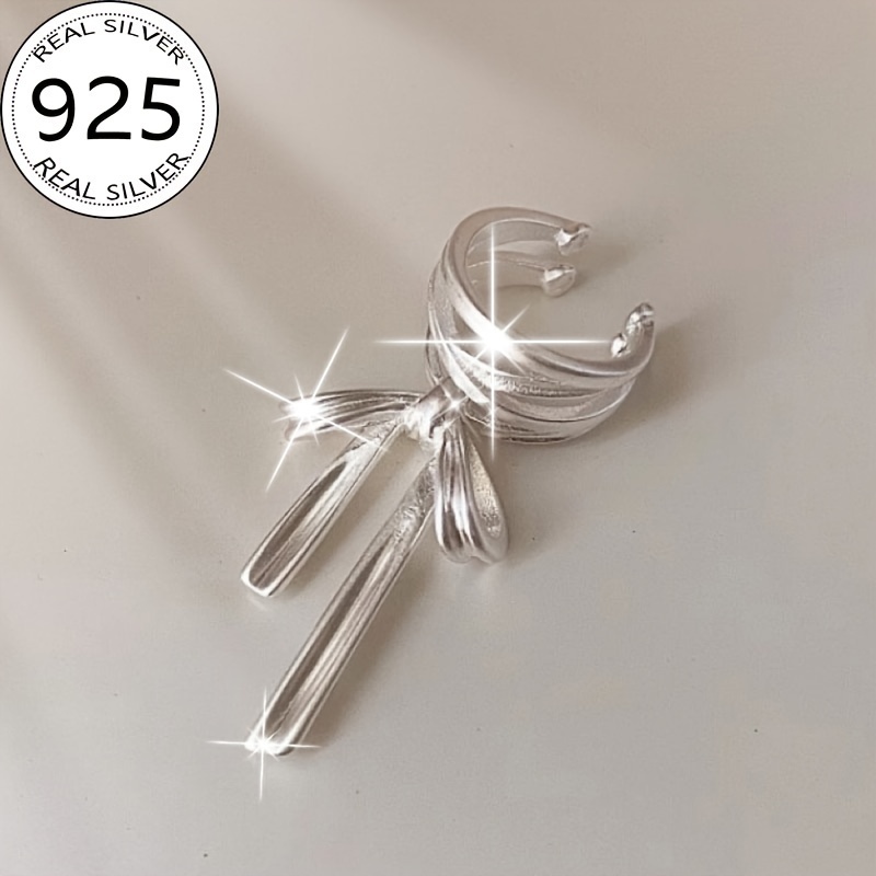 

925 Bow Earrings For Women, No Ear Holes, Ballet Girl Style, Sweet And Light Luxury, Unique And Minimalist, Elegant Ear Clips, A Trending Item For Halloween Gifts And , Approximately 1.3 Grams.