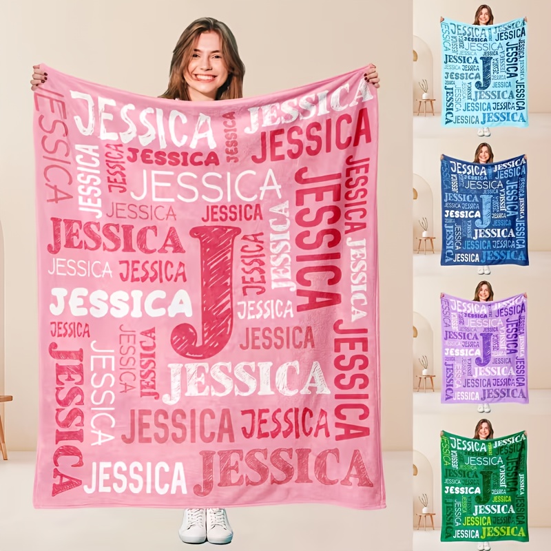 TEMU 1pc Custom Name Blanket Soft Warm Fleece Lightweight Sofa Bed