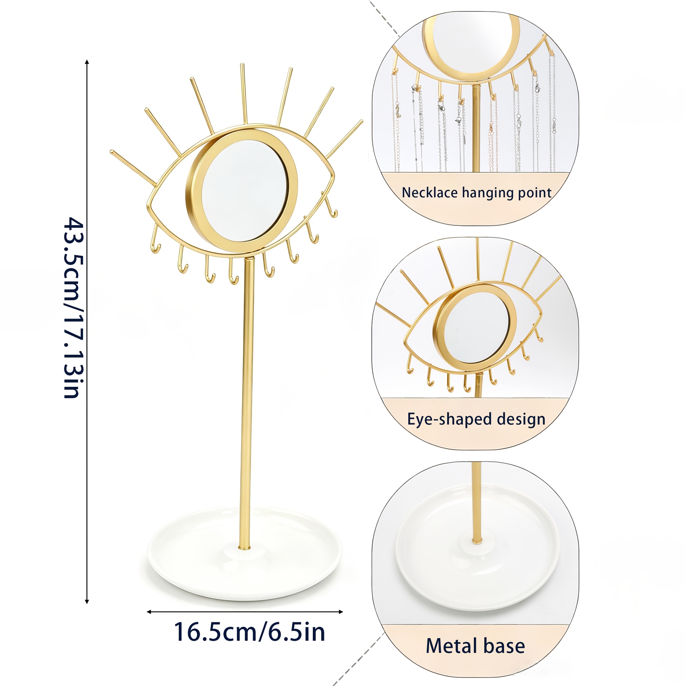 TEMU 1pc -shaped Makeup Mirror, Light Display Stand With Round Storage Tray, Desktop Organizer For Bedroom, Ideal Holiday Gift For , Jewelry Towers