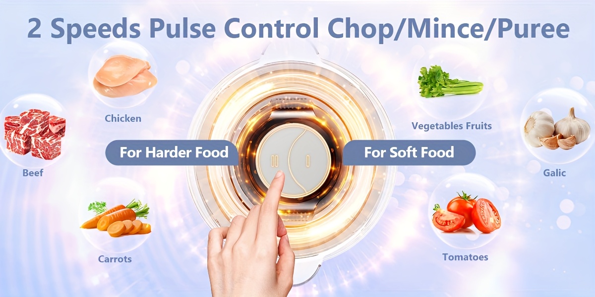 meat grinder 500w electric chopper vegetable chopper garlic grinder food processor chopper with 8 cup glass bowl 2 speed double layer blade suitable for kitchen home use baby food meat onion vegetables Product details 3