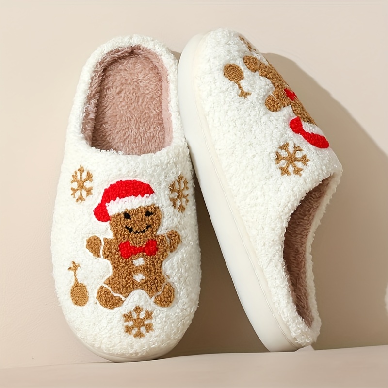 

Chaussons d'Hiver Chauds et Confortables, Village en Peluche Intérieur Antidérapant à Semelle Souple, Broderie de Dessins Animés Mignons, Élégants et Décontractés