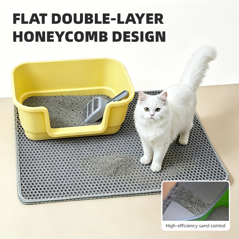 double layer cat litter mat classic honeycomb litter trapping mat urine proof   pad 45x60cm 55x75cm Product details 2