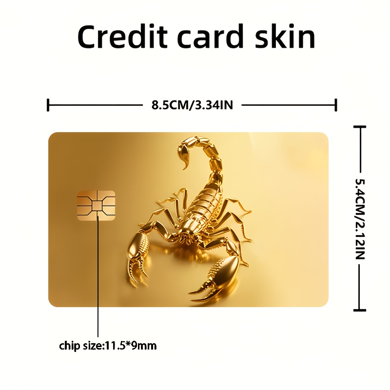 Metallic Scorpion Pattern Credit Card Sticker - Durable PVC, Non-Braided, Simple Style for Men's Fashion Accessories, Ideal for Bank Cards, Debit Cards, and Room Key Cards, Stylish Card Accessory|Bold Design|Durable PVC Material, Scorpion Decor
