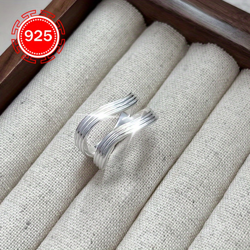 925 Silver Hypoallergenic Ring Double Layer Wave Ring for Women