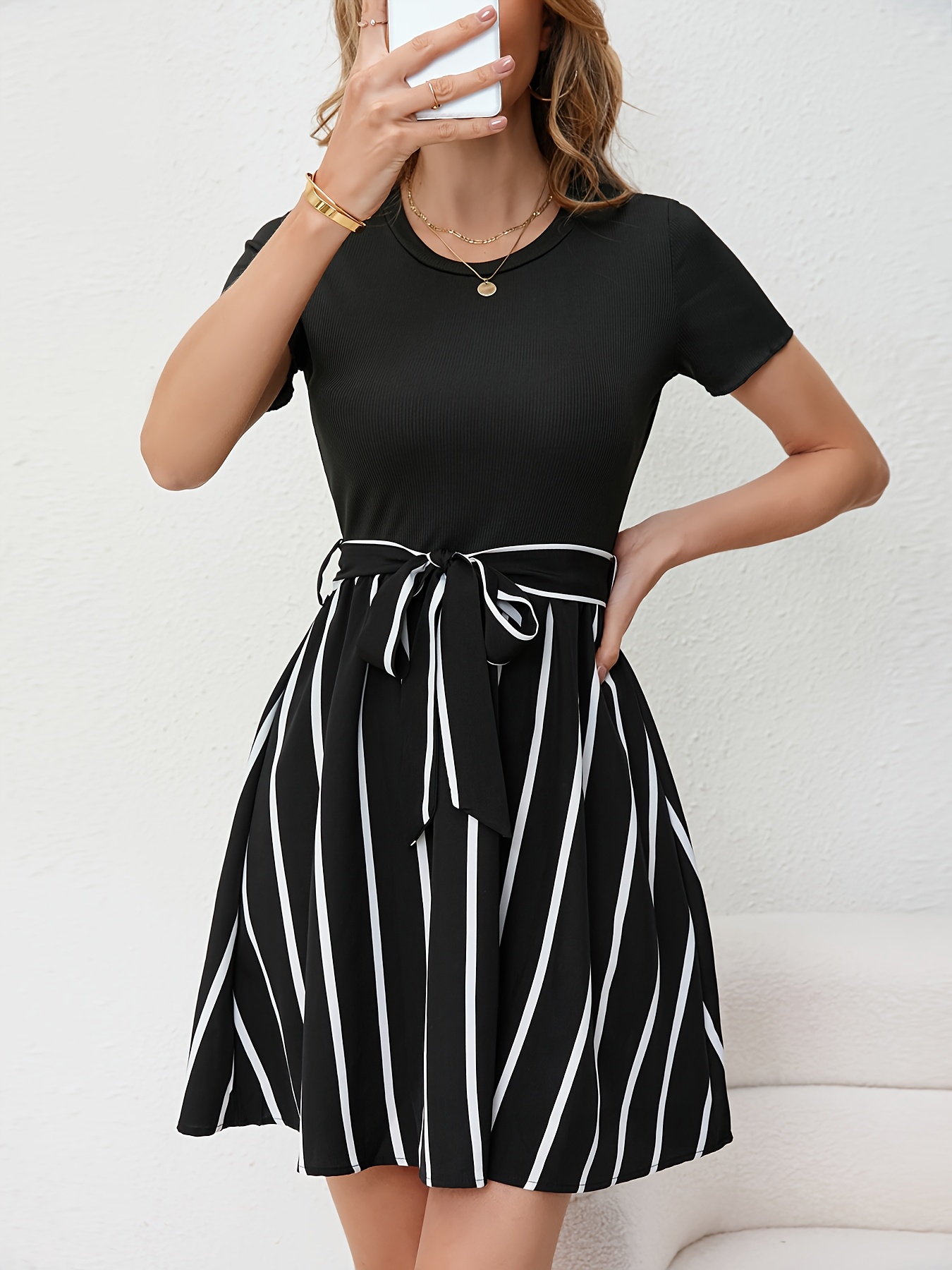 short black tie dress Leely Women Black Midi Mermaid Semi-Formal Dress Short Sleeves Keyhole Round Neck Black Tie Dress