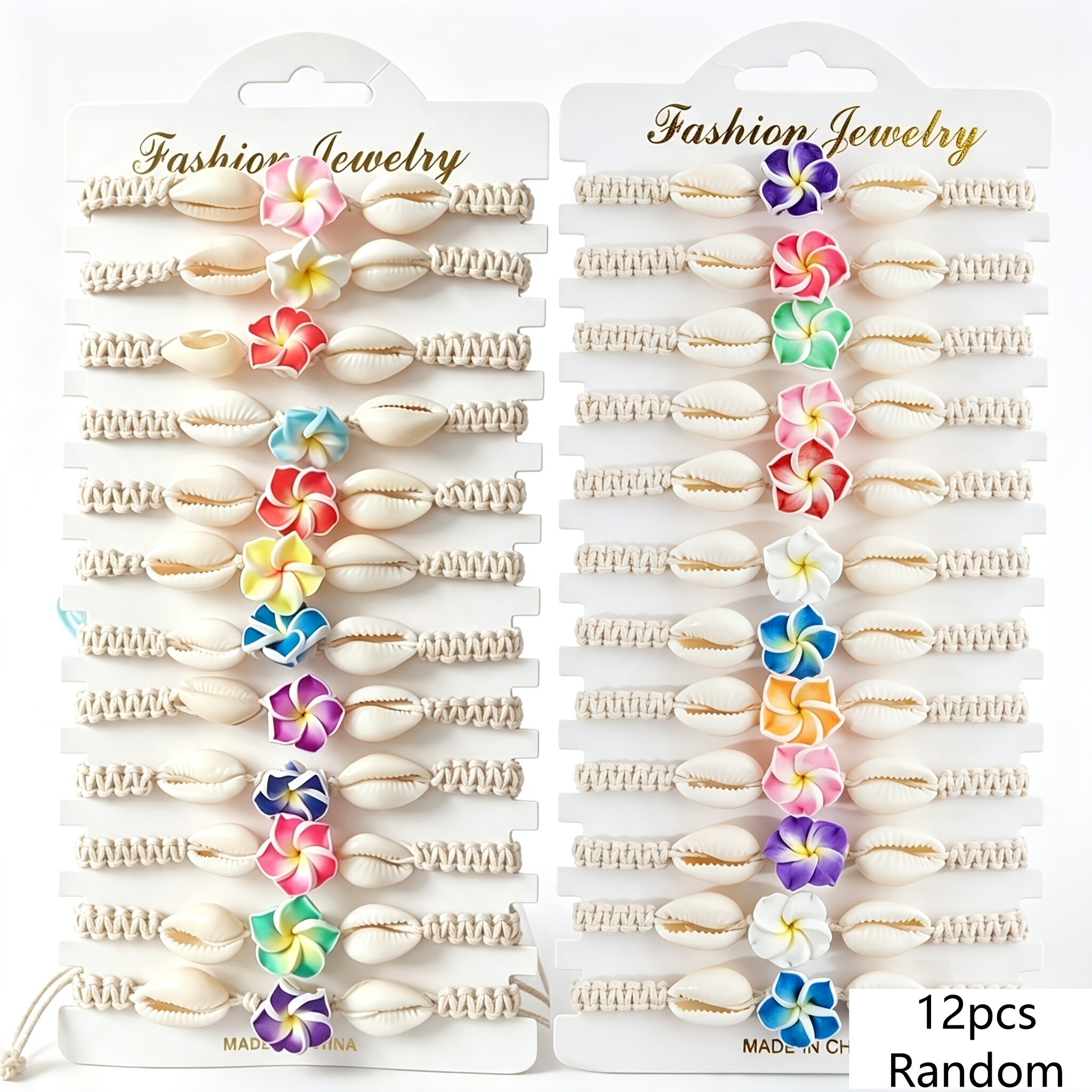 TEMU Lot de 12 bracelets hawaïens aléatoires pour femme, ensemble de bracelets aléatoires à fleur de plumeria et de , bijoux de plage tropicaux