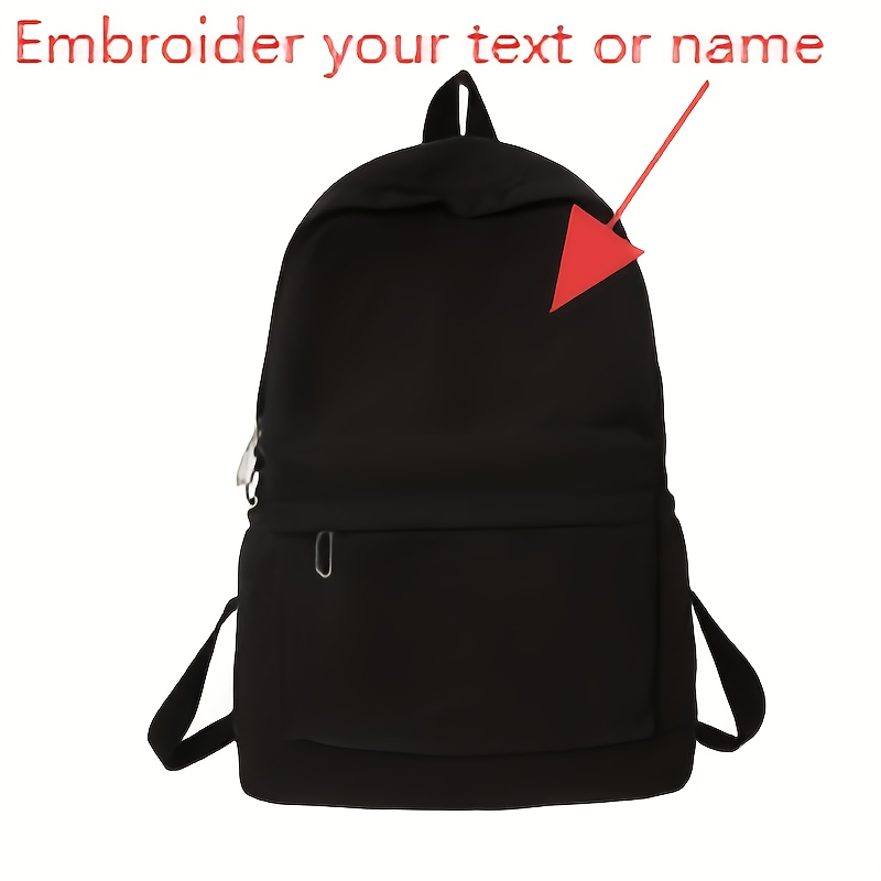 TEMU Custom Embroidered Name, Date, Zodiac Sign, Week, Month, And Text Nylon Backpack With Adjustable Shoulder Straps. Lightweight Student Backpack