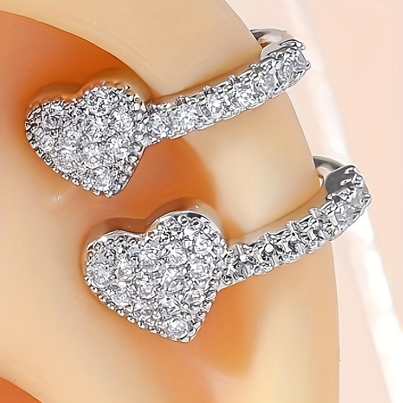 Heart Shaped Copper Ear Clip with Zirconia Inlay