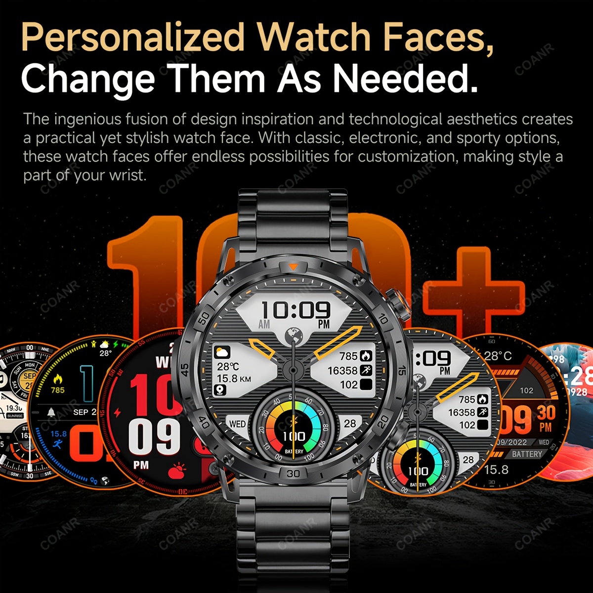 Men's Touch Screen Smartwatch with LED Flashlight