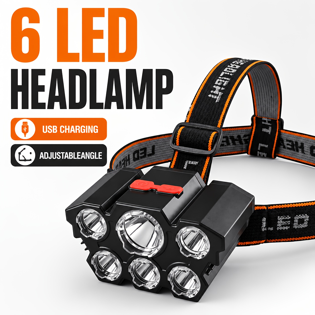 High-Brightness USB Rechargeable Headlamp with Flexible Headband
