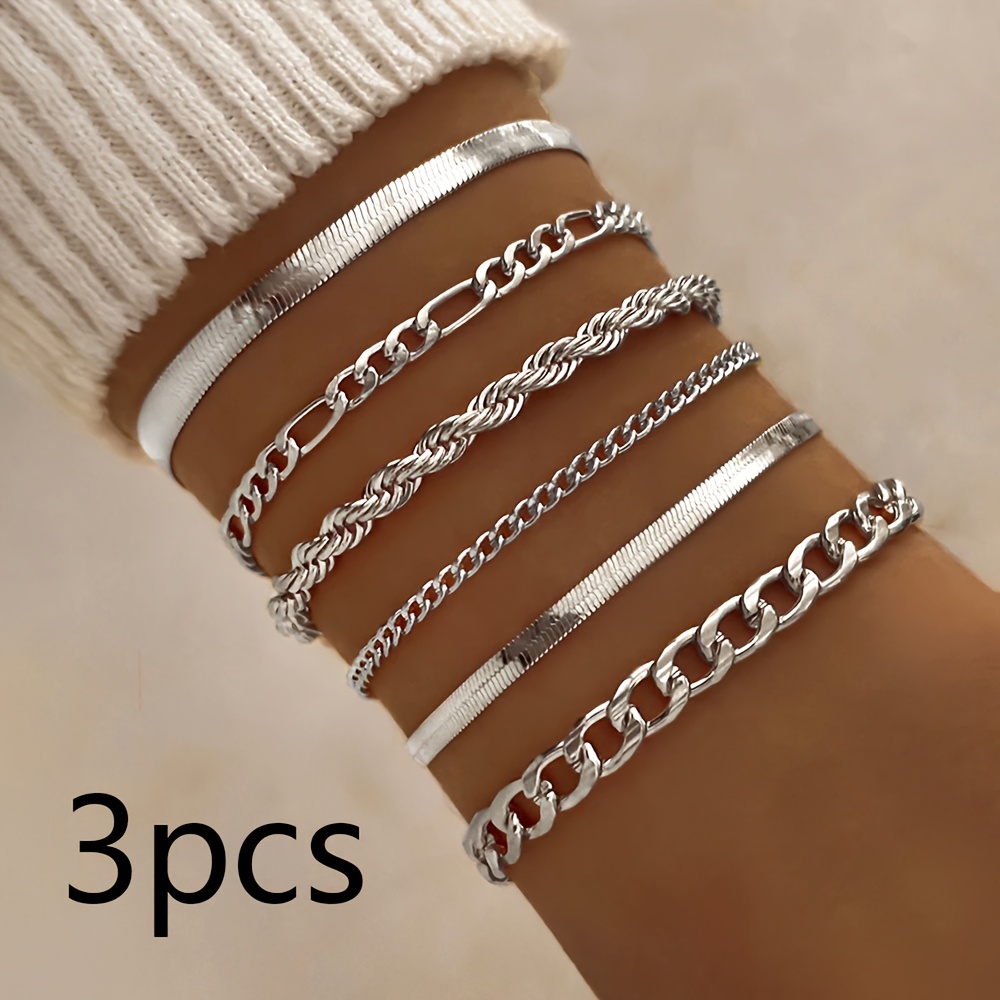 Random 3pcs Set Of Stainless Steel Women's Bracelets, Waterproof Jewelry, Casual And Party Jewelry Matching, Exquisite Holiday Gifts