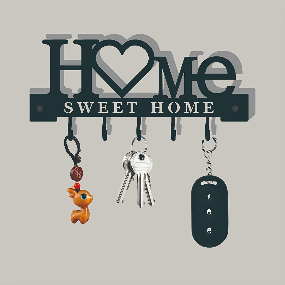 TEMU A Stylish Christmas "heart-shaped" Metal Key Hook Wall-mounted Entry Storage Rack With Hooks - Multifunctional, Drilling Wall Installation,