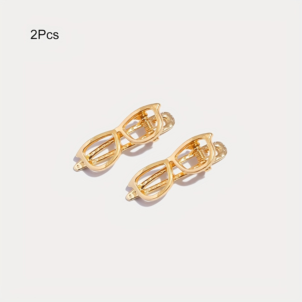 TEMU 2pcs Mini Glasses-shaped Book Clips - Golden Eyeglass Bookmark & Page Holder, 4cm Small Binder Clip With -like Design For Books, Planners,