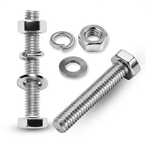 24pcs hexagon 304 stainless steel screw and nut set m5 machine screw 24pcs hexagon nut flat spring washer set agricultural screw