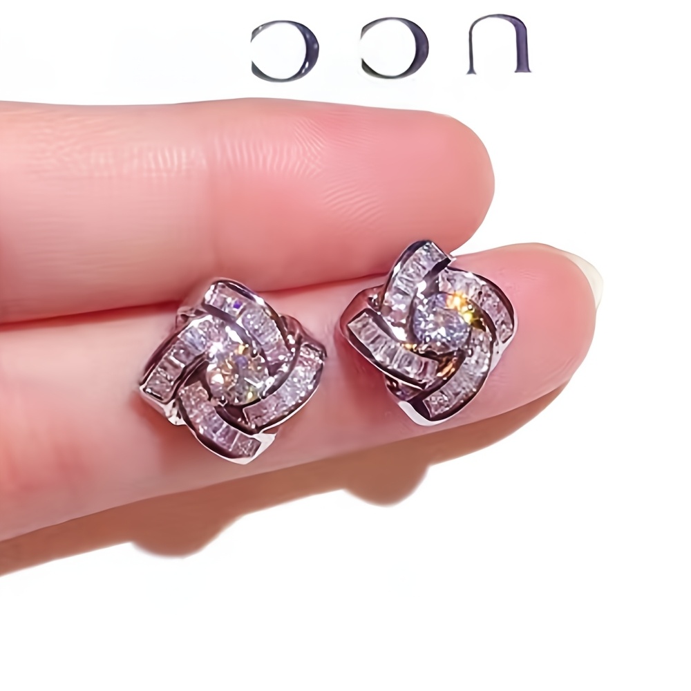 

Chic Mini Silvery Stud Earrings With Sparkling Cubic Zirconia - Hypoallergenic Brass, & Outdoor Wear