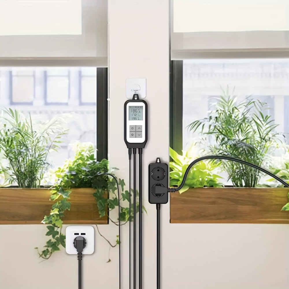 Regolatore di temperatura e termostato con Wi-Fi e spina europea da 230 V, dotato di presa digitale controllabile tramite app, con sonda termica, ideale per incubatrici, birrificazione, serre, terrari