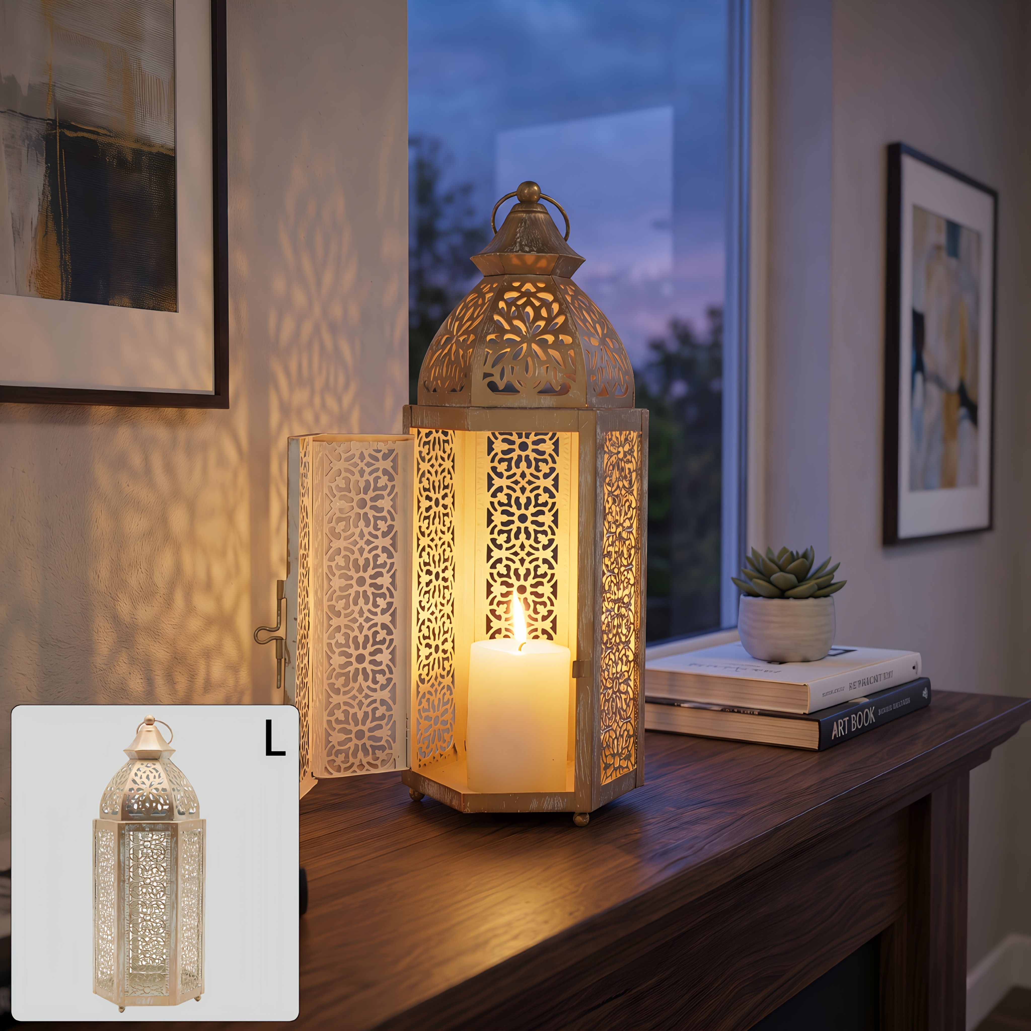 TEMU 1pc Lámpara de Blanca Estilo Marroquí Portátil para Interior y Decoración , Adornos Decorativos para Escritorio, Luz de y Decoraciones de (Sin
