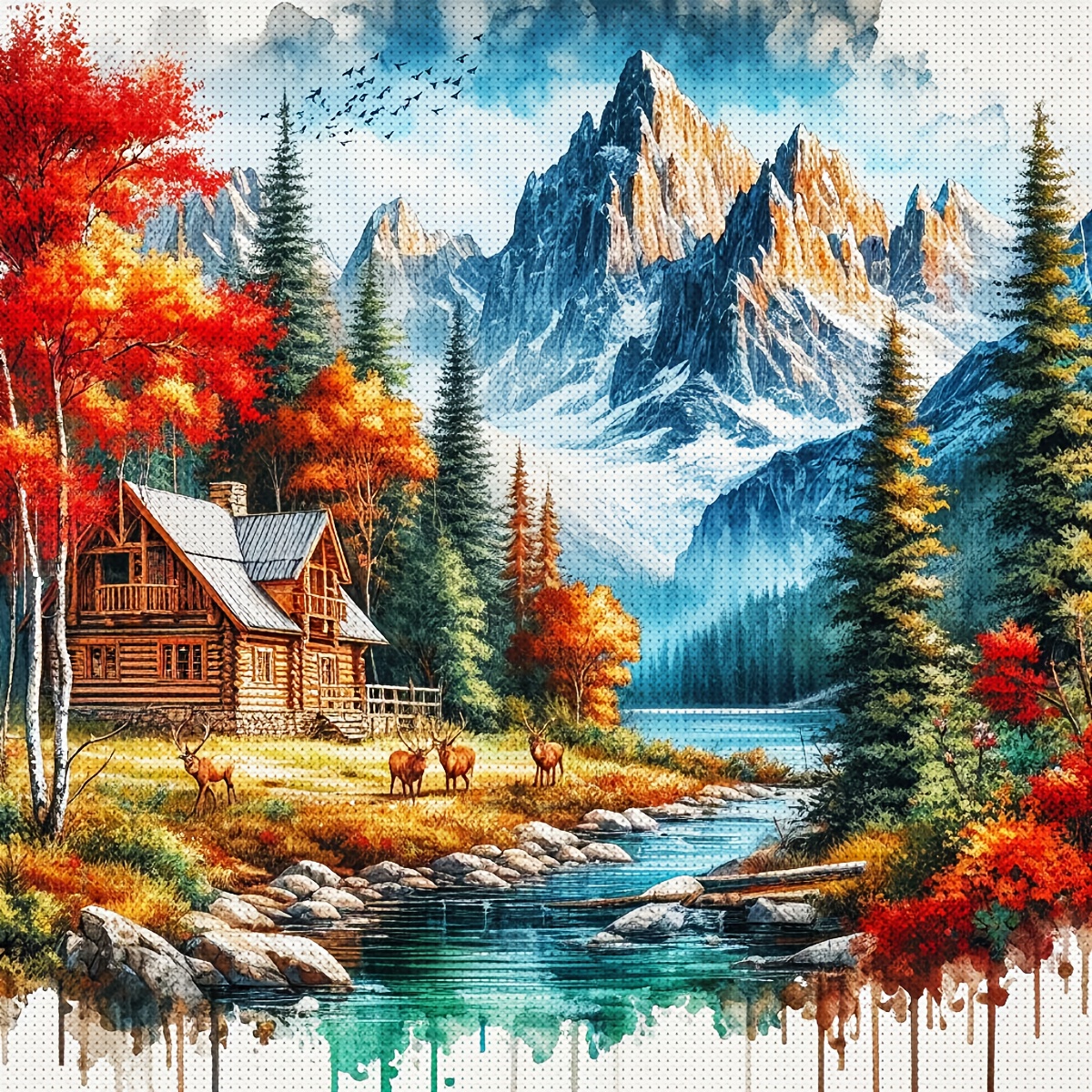 

1pc Jozysh Stitch Kit, 40x40cm/15.7x15.7inch, 11ct/14ct Stamped Polyester Fabric, Diy Embroidery Set, All Scenic Mountain & Design, Handcraft Art For Home Office Wall Decor, Ideal Christmas Gift