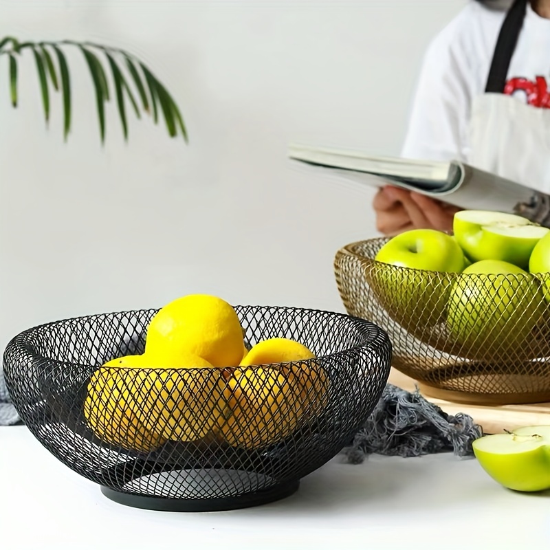 

1pc Modern Iron Hollow Fruit Basket - Creative Snack & Storage Tray For Home, Kitchen Organizer, Baskets, Bins & Containers For Home Organization