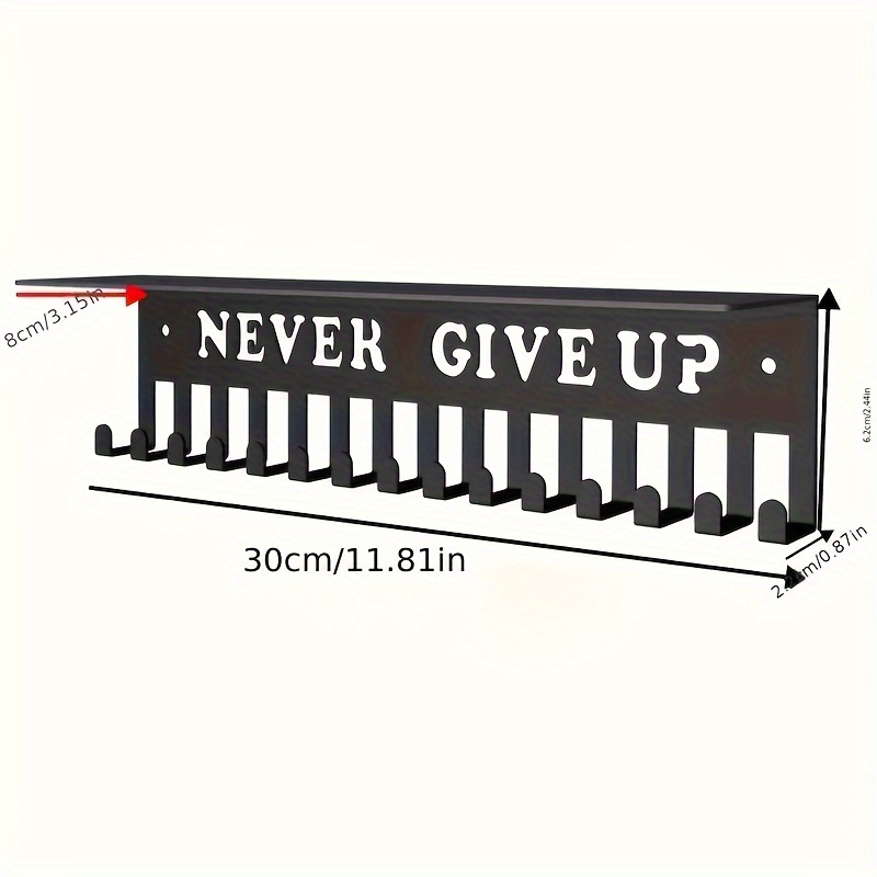 Classic Iron Wall-mounted Medal Display Rack, 1pc, Sports & Achievements Holder With Space- Hook Design, Sturdy Award Organizer, No Electricity Required