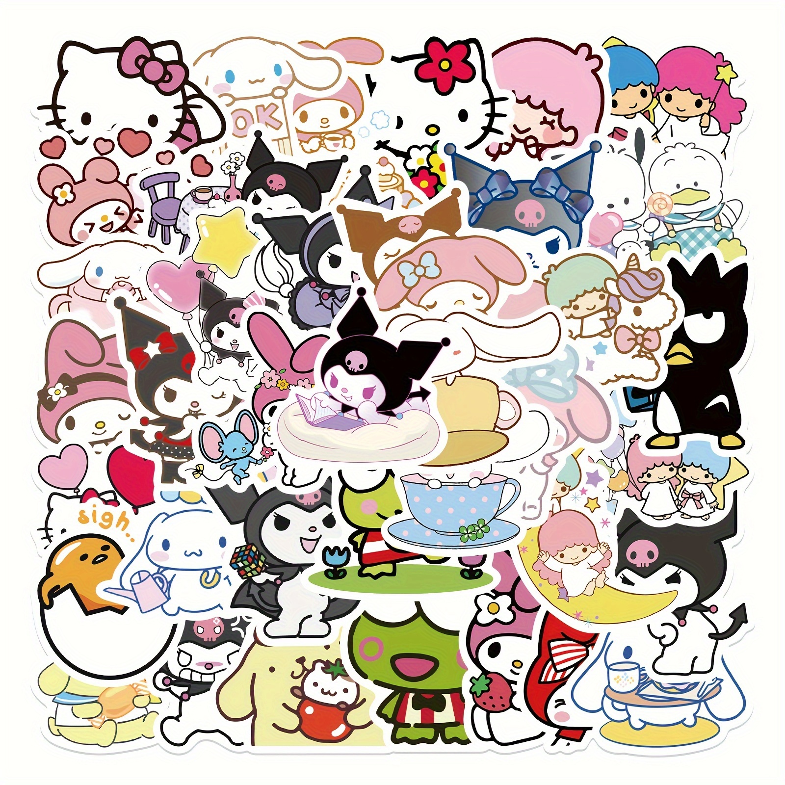 

50 Sheets Of Authentic Collection, Kuromi Cute Office Desk Decoration Stickers, Luggage, Notebook Pvc Cartoon Stickers